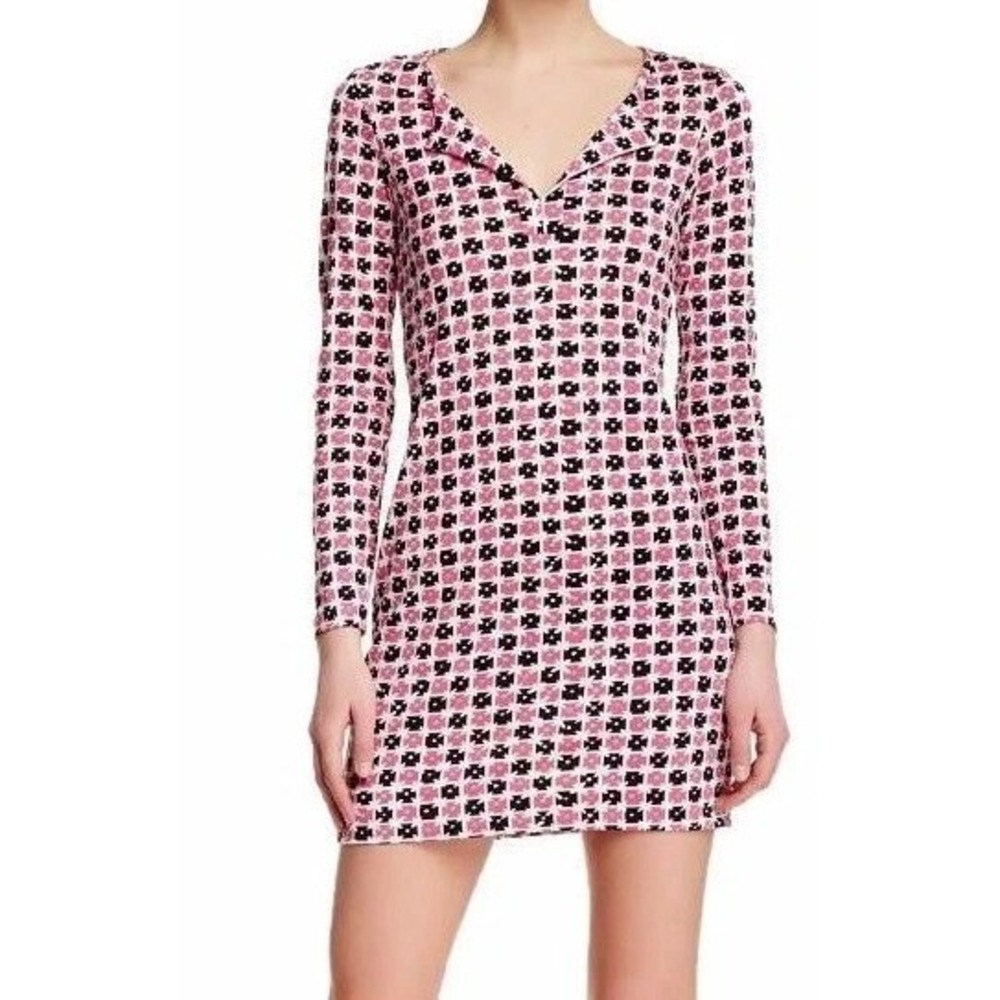 NWT Diane von Furstenberg DVF Reina Jersey Tunic Shift Dress Pink Geo Dot 2 0 XS - Picture 16 of 16